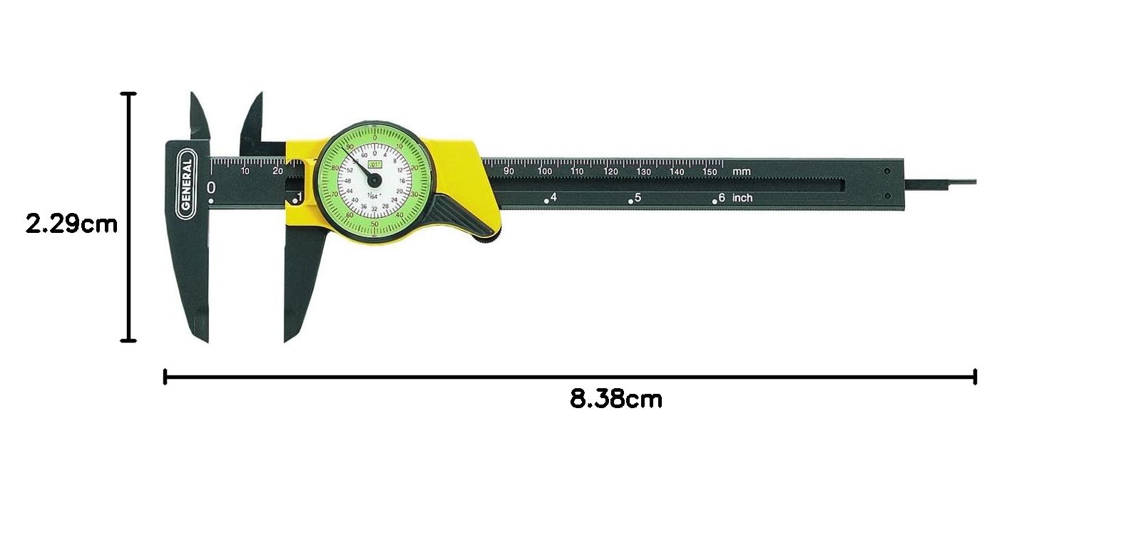 General Tools 142 6-pulgadas Inglés y métricas de plástico Dial Caliper (142G)