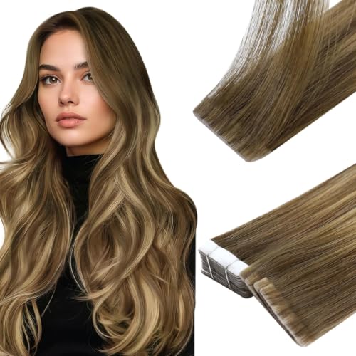 Image of Full Shine Injected Hair Extensions, Honey Walnut, 14 Inch