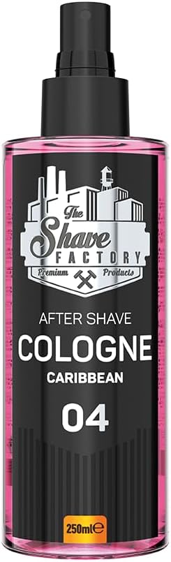 The Shave Factory Aftershave Cologne voor Mannen – Caribbean 250ml – Vibrant, Citrus en Houtachtig met een Langdurig, Verfrissend Aroma – Kalmeert Irritatie, Verfrist de Huid