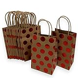 Kraft Gift Bags, foil hot-stamp polka-dot Design, 15 Small bags, 5 1/4