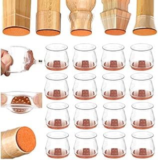 Silicone Chair Leg Floor Protectors,16pcs Floor Protectors for Chairs,Rubber Chair Leg Caps for Wood Floors,Chair Leg Protectors for Hardwood Floors,Rubber Chair Leg Covers (Medium, Clear-16pcs)