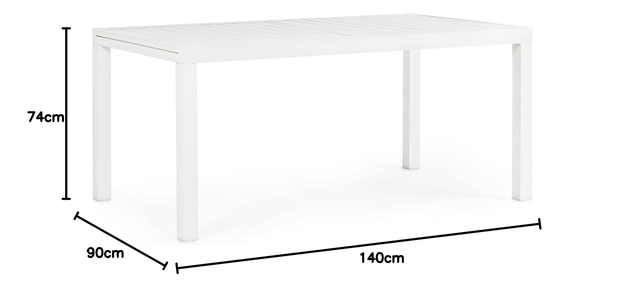 Decor Space Tavolo allungabile Fuerteventura in alluminio Bianco dogato da esterno per giardino (Tavolo/160-240 x 90 cm)