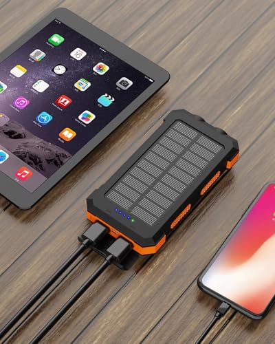 Image of Waterproof Solar Power Bank 20000mAh with Compass and Dual USB Ports Ultra Thin Design