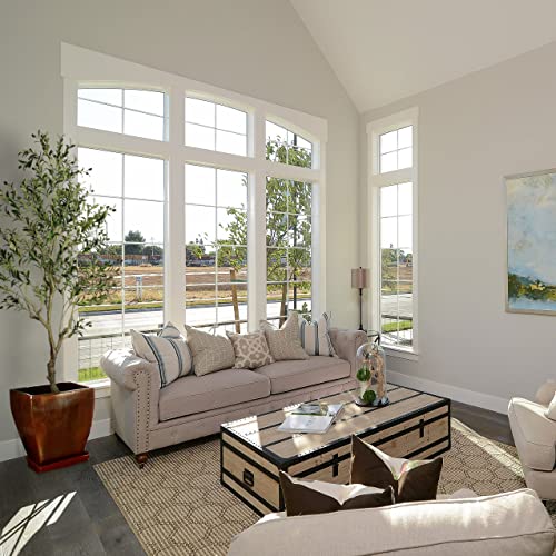 Aveyas 7Ft Artificial Olive Tree In Cemented Plastic Pot, 7 Feet Tall Large Fake Silk Trees Faux Topiary Fruit Potted Plants For Indoor Outdoor Office House Bedroom Living Room Home Modern Decor(82In) #TOP5