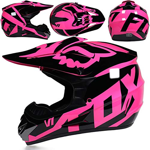 SMTSEC Motorradhelm Cross Damen Herren Full Face MTB Helm Motocross Helm DOT/ECE-Zertifizierter Mit Schutzbrillen Maske Hands