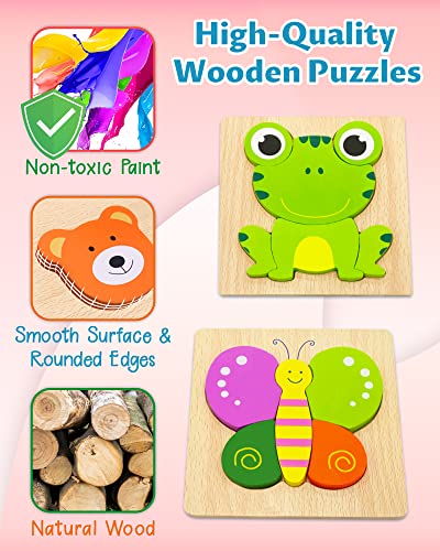 Bekayshad Wooden Puzzles Toddler Toys Gifts For 1 2 3 Year Old Boys Girls, Animal Jigsaw Puzzles Montessori Toys, Learning Educational Christmas Birthday Gifts For Girls Boys Ages 1-3 #TOP4