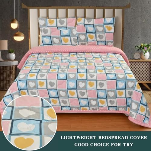 Image of Summer Blanket 100% Cotton Reversible Ac Comforter and Cooling | Classic Printed Design | Quilt | Dohar Single /Double Bed Quilt Ideal for Gifting (Heart Floral Design, Single BE)