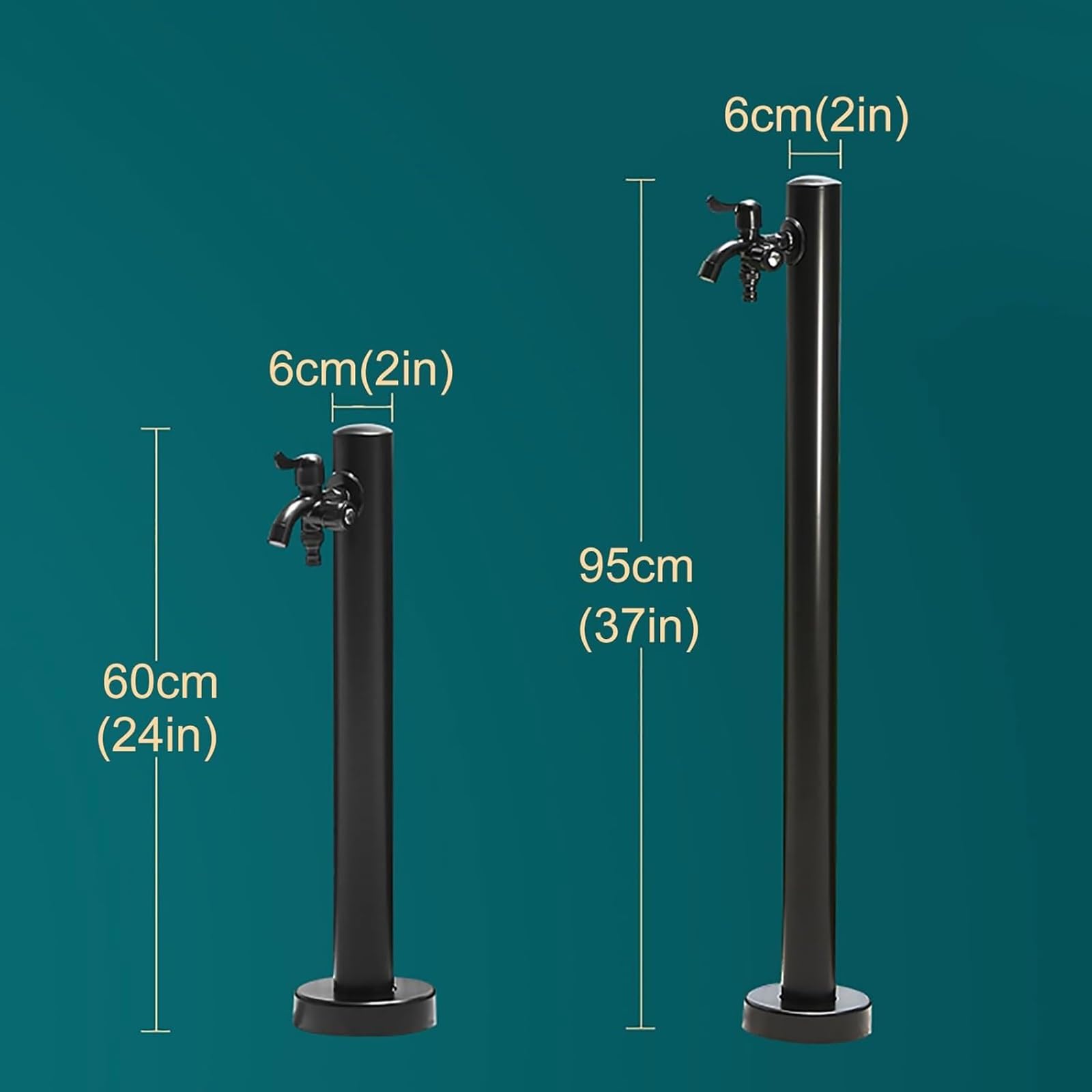 Colonne d'arrosage de jardin autoportante en acier inoxydable avec robinet, support de tuyau vertical de 94 cm, distributeur d'eau antigel pour jardin décoratif, borne d'arrosage durable à f