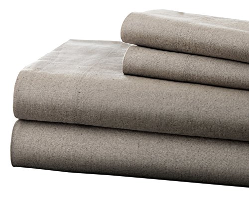 Costa del Pacífico Textiles Lino y algodón 4 Piezas Juego de sábana King, Platinum, Juego de 4