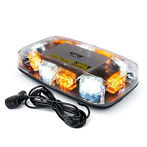 Lumenix 12" LED Roof Top Mini Strobe Light, Ultra-High Brightness LED Emergency Strobe Light Bar with Magnetic Base for Construction Vehicles, Trucks, Cars, Snow Plow(Amber/White)