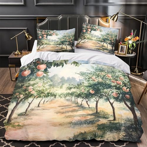 Housse de couette pêcher 140x200 parure lit microfibre pour ado - 2