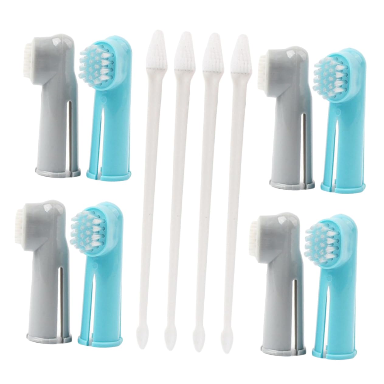 GRIRIW Pet Oral Cleaning Tools 4 Set Pet Toothbrush Kit Double Head Finger Brush for Dog and Cat Teeth Cleaning