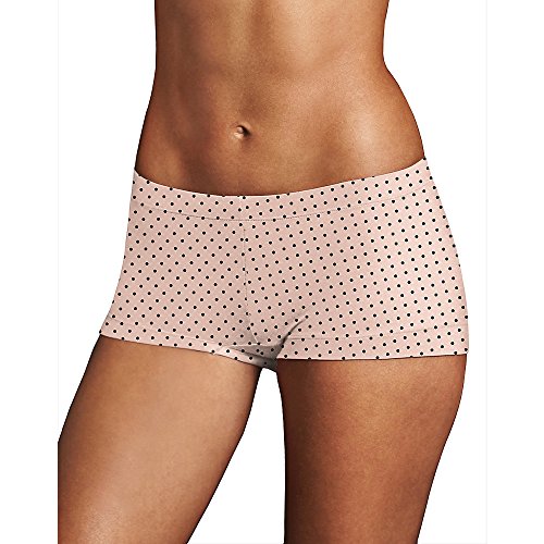 Maidenform Women's Dream Boyshort Panty, Shell Winter White Black Dot, 6 #TOP1