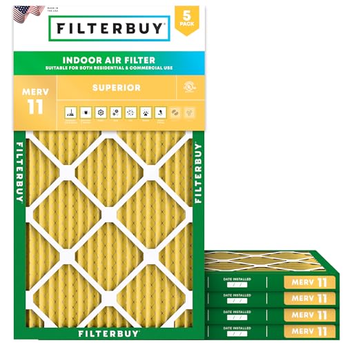 Filterbuy 16x25x1 Air Filter MERV 11 Allergen Defense (5-Pack), Pleated HVAC AC Furnace Air Filters Replacement (Actual Size: 15.50 x 24.50 x 0.75 Inches)