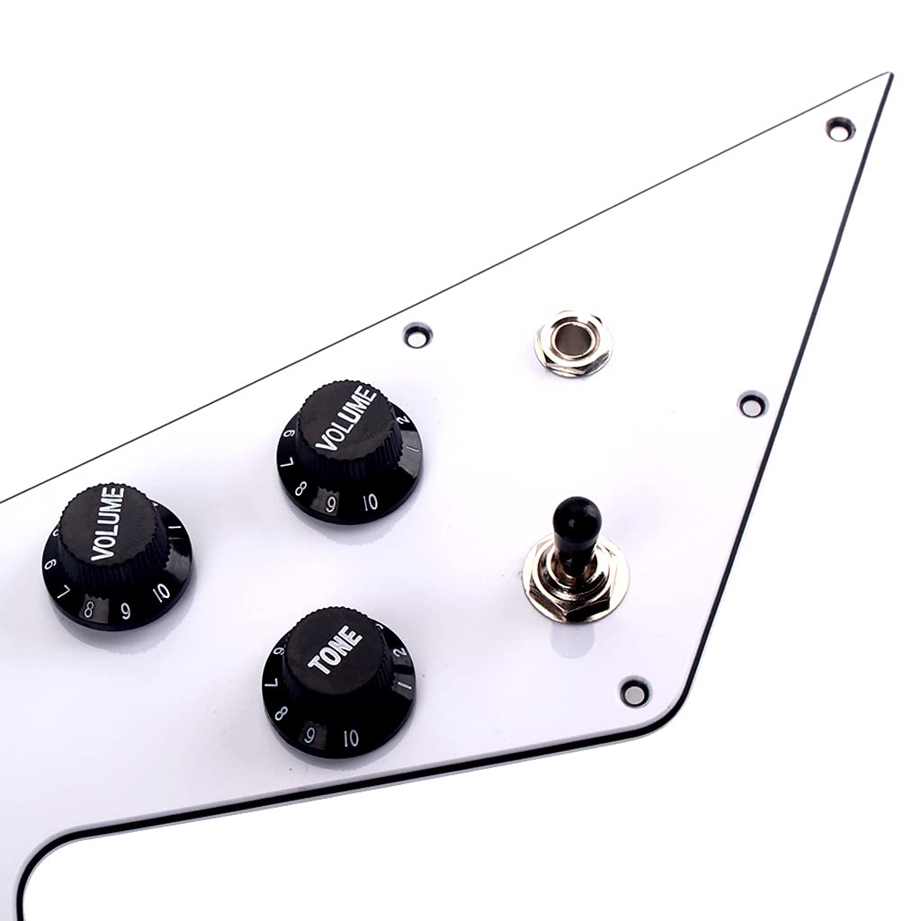 Alnicov 3 Ply Loaded Prewired Pickguard Wired Plate für Gitarre,Kompatibel mit Gibson Flying V Style Gitarre,Weiß