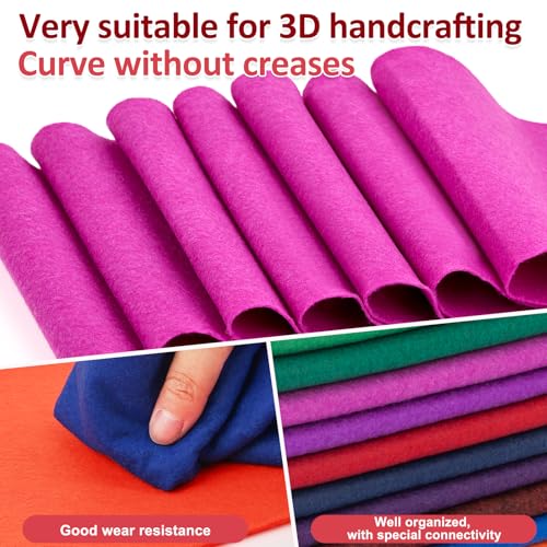 Image of XSEINO 12 Rolls 8 inchx35 inch 1.4mm Thick Soft Felt Fabric Sheet 12 Assorted Dark Series Colors Felt Pack for DIY Craft Sewing Squares Nonwoven Patchwork