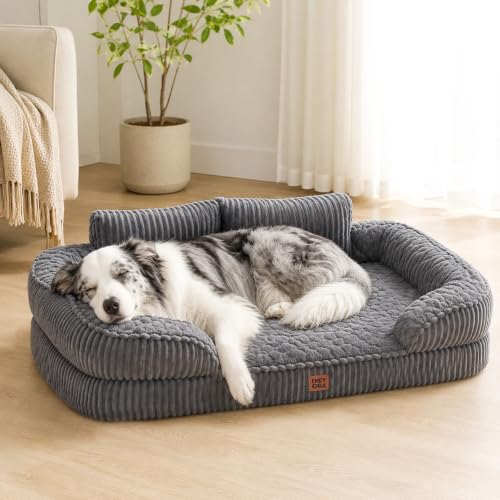 EHEYCIGA Orthopedic Memory Foam Dog Bed Sofa Large 91x69x17cm Grey