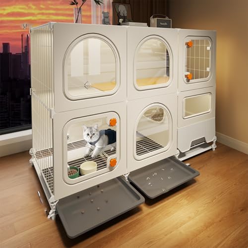 猫 ケージ 折りたたみ トイレ付き 大型 引き出し 猫ゲージ 通気性が良い 脱走防止 子猫 掃除しやすい 取り外し可能 おしゃれ 猫用 室内猫小屋 快適なスペース 室内用 ペット用品 猫ゲージトイレ付き(106*36*77)