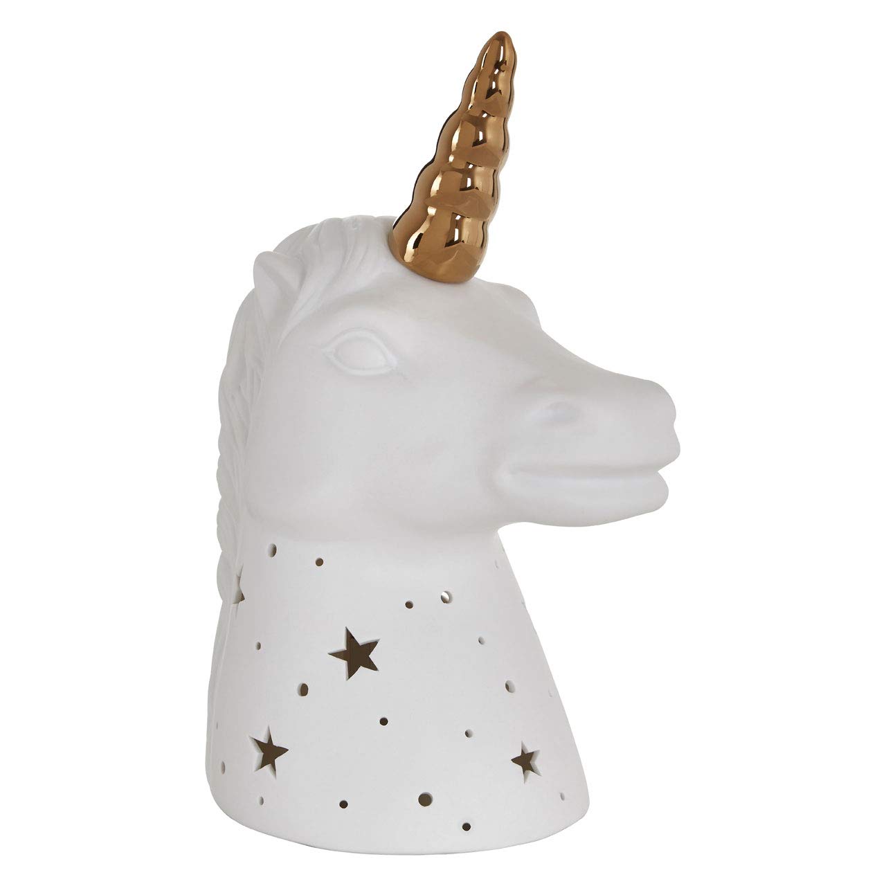 Premier Housewares Unicorn Night Light - White Ceramic - Gold Horn - Kids Bedroom