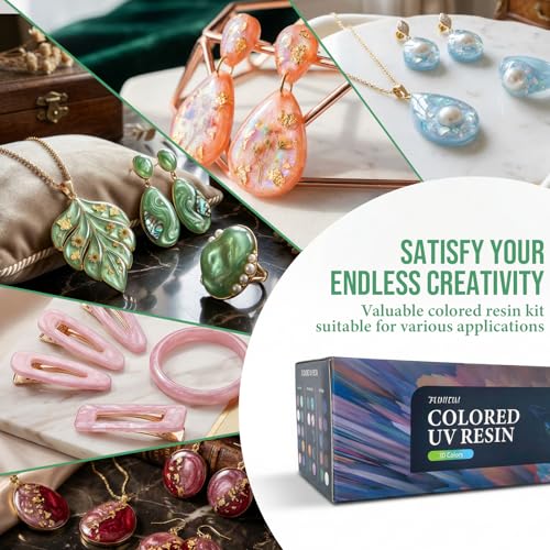 Image of UV Resin Jewelry Making Kit,30 Colors 600g Crystal Resin,Fast Curing Odorless & Colored UV Resin Kit with Light and Molds, DIY Jewelry Making Kit, Resina Kits for Keychain and Earring