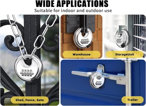 Image of 4 Digit Combination Disc Padlock, Silver, 4Pcs | Hardened Steel Shackle, For Sheds, Storage Unit, Gym and Fence