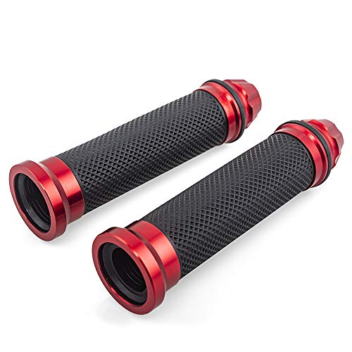 Evomosa 1 Pair 7/8" Aluminum Rubber Gel Ergonomic Cnc Handlebar Grips Hand Grips For Motorcycle Sports Mtb (Red) #TOP4