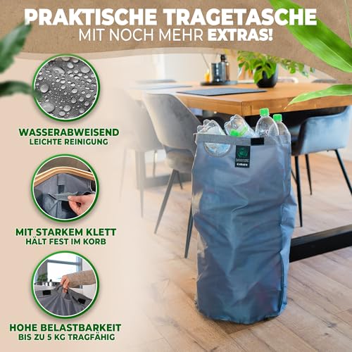 COTTARA® Pfandflaschen Sammelbehälter mit Bambusrahmen - extra stabil 80 L – Ansicht 3