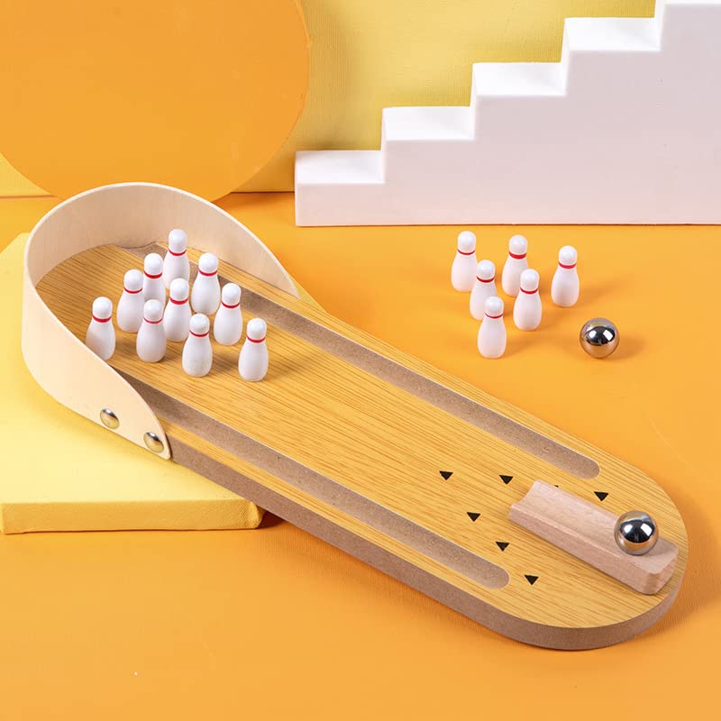 SYGA Children's Wooden Bowling Game Set, Wood Pins and Balls, Interactive Toy for Kids-picture-10