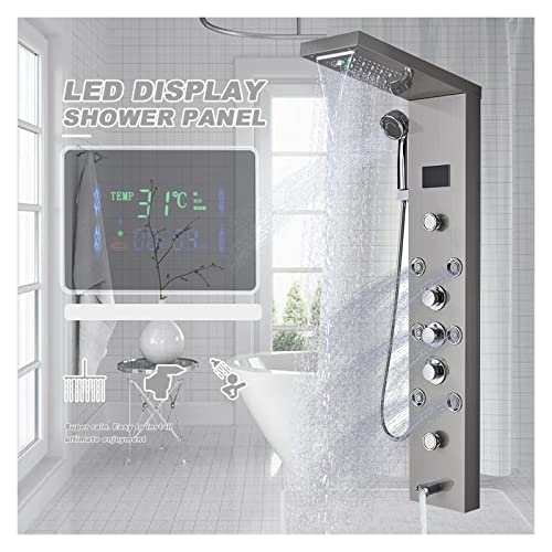 Panel de ducha con pantalla digital y control de temperatura, columna de grifería para baño miniatura 2