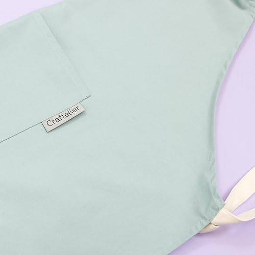 Miniatura 6 de Craftelier - Delantal de algodón  Delantales unisex con bolsillos  Delantales de manualidades para adultos con correa ajustable para el cuello