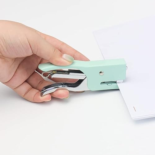 Miniatura 5 de #10 - Mini grapadora de alicates verdes con juego de grapas, bonita engrapadora manual n. 10 con 1000 grapas de oro rosa para suministros de