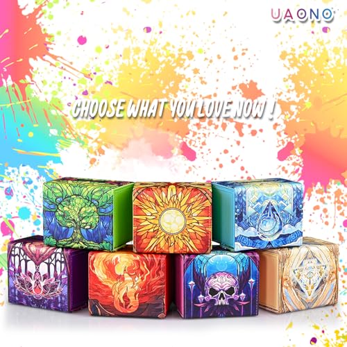 Uaono Card Deck Box For Mtg, Trading Card Storage Box Holds 120+ Sleeved Commander Deck, Pu Leather Card Box Suits Tcg Magic Cards With 2 Dividers thumb #5