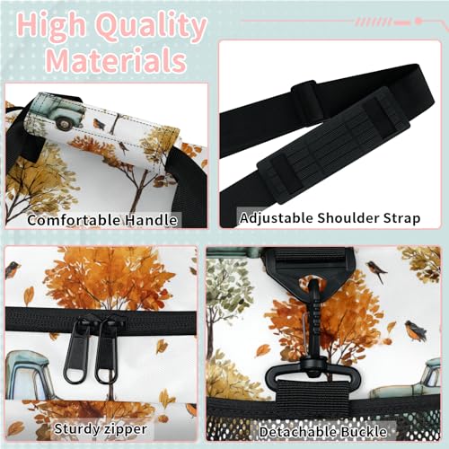 Kizmoglux Truck Pumpkin Tree Travel Duffel Bag Weekender Overnight Bags for Women Men Foldable Waterproof Tote Bag with Trolley Sleeve3