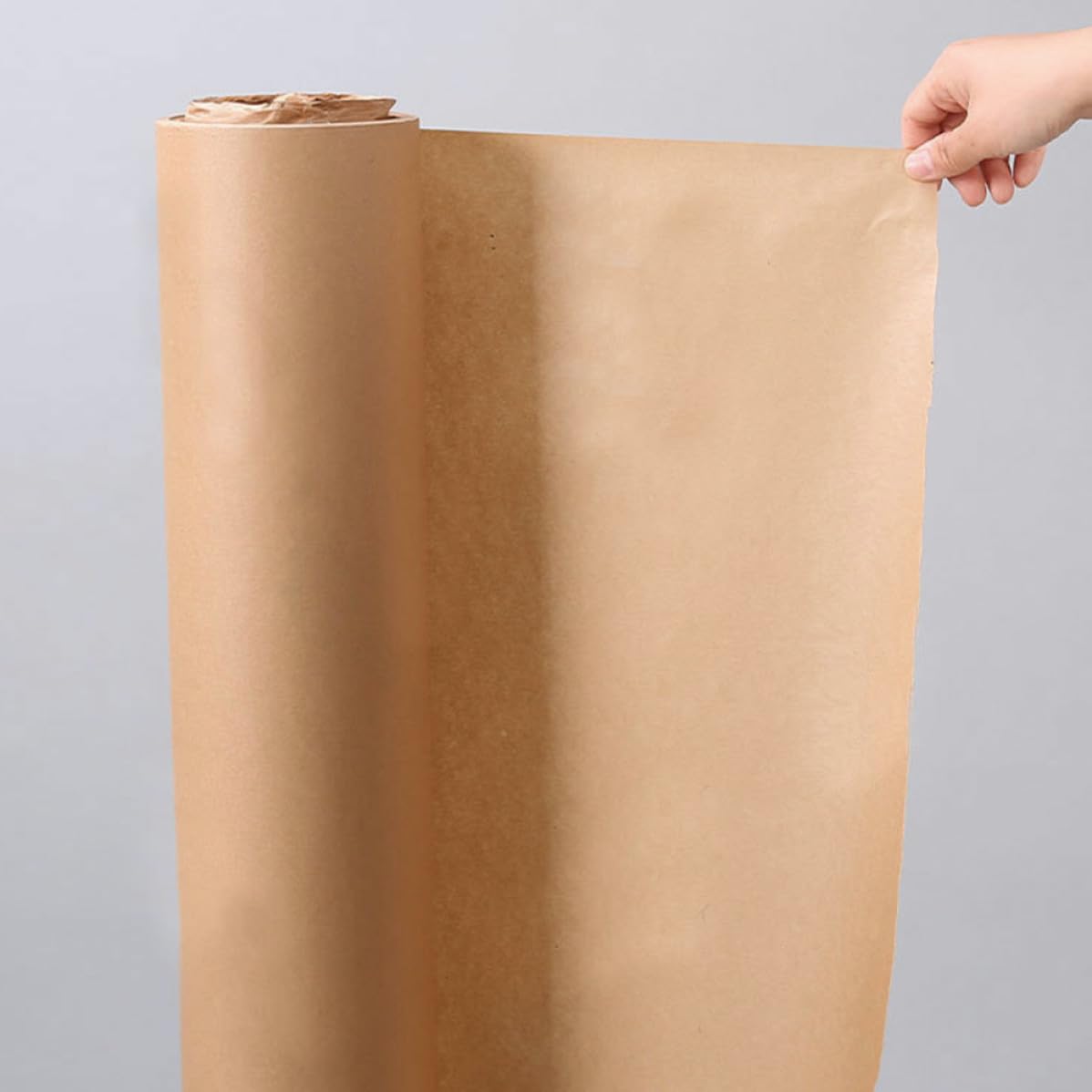 UKCOCO Papel Kraft Marrón para Manualidades y Sketching Profesional, Material de Envoltura de Pulpa de Madera, Diseño en Blanco, 1 Rollo para Origami y Flores