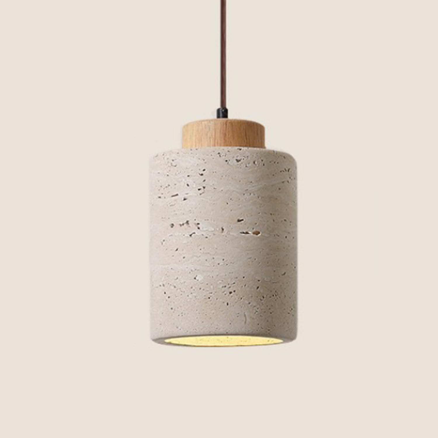 MTNROO Vintage Cylindrical Industrial Pendant Lights Modern Yellow Travertine Hanging Light Japanese Wabi-sabi Style Chandelier Old Style Pastoral Ceiling Lighting Fixture for Foyer Shop Commercial