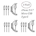 Anpow 3 pack of 3 in 1 iPhone Type C Micro usb Cable Braided Charging cable lightning cable to USB Syncing Charging,iphone 6 charger cord for iPhone 5 5s 6 6s 6 plus 6s plus 7 7 plus