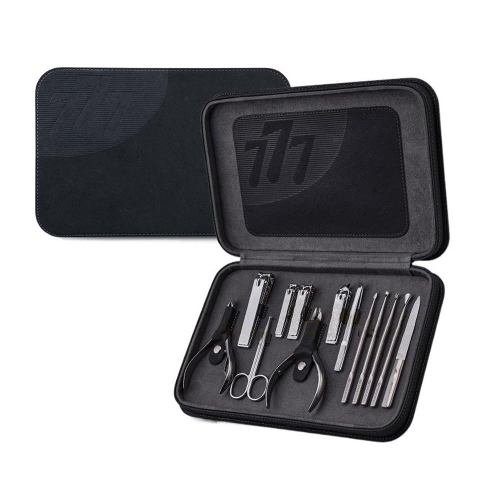 Set di tagliaunghie, set manicure per uomo, kit professionale per unghie, set di tagliaunghie, 13 pezzi, kit per la cura delle unghie in acciaio inossidabile, kit per pedicure da uomo con tagliaunghie