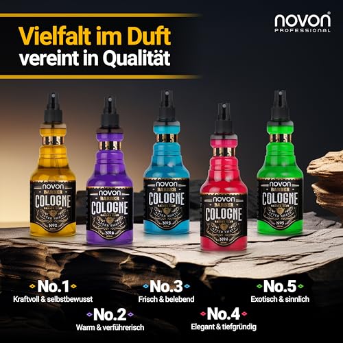 2. Bild von novon Professional Barber Cologne No.1,2,3,4 & 5-355 ml - After Shave Spray für Männer - Rasur Duftwasser aromatisch-intensiv - Barber Eau de Cologne