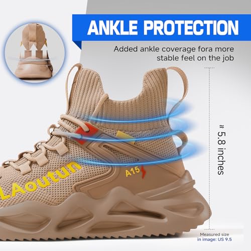 Image of LAoutun Steel Toe Shoes for Men, Lightweight Comfortable Safety Shoes with Puncture Resistant, Indestructible Work Shoes for Construction and Warehouse