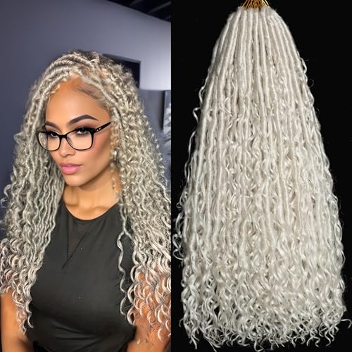 Silver White Goddess Locs Crochet Hair 7-Pack Pre Looped Braiding