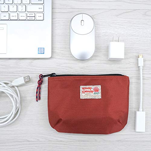 Rough Enough Small Travel Power Bank USB Charger Cable Case Organizer Bag Pouch with Zipper for Mac Electronics Tech Accessories Magic Mouse Toiletry Storage Shaving Kit for Men Women School Boy Girl