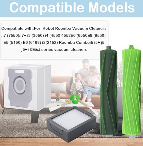Image of 26 Pack Compatible with E /i /j Series Replacement Parts i7 i7+ i3 i3+ i4 i4+ i6 i6+ i8 i8+ i5 E6 E7 & J7 J7+Robot Vacuum Accessories 2 Set Roller Brush 8 Filters 8 Side Brushes 8 Vacuum Bags