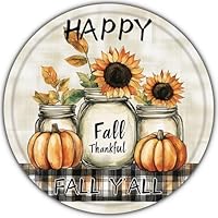 Targa in metallo con scritta Hello Fall 30,5 x 45,7 cm, per porta d'ingresso, ristorante, cancello, decorazione da parete, placca in metallo con fiore autunnale, zucca, girasole, cartello in
