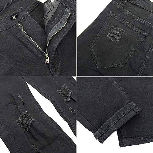 LONGBIDA Men's Ripped Slim Fit Skinny Destroyed Distressed Tapered Leg Jeans - Image 5