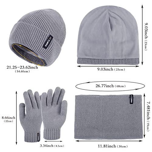 Beanie Scarf Gloves Set for Women, Knit Winter Set, Slouchy Cuffed Skull Cap Touchscreen Glove Warm Infinity Scarves2