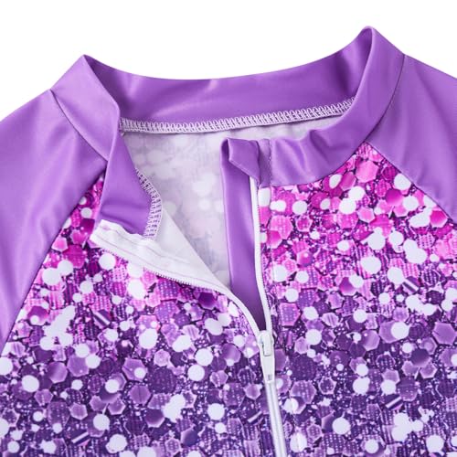 Image of Funnycokid Girls Swimsuit Kids Bathing Suit Rashguard Swimwear Long Sleeve 3 Piece Toddler 3-7 Years
