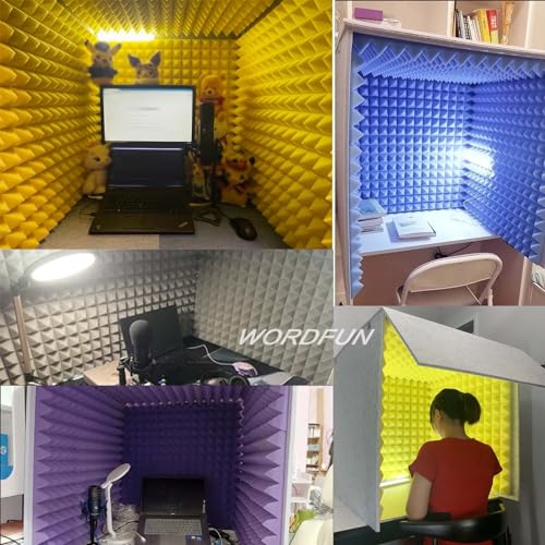 WORDFUN Estudio de Voz Portátil, Cubierta de Aislamiento Acústico, Cubo de Espuma para Micrófono, Escudo de Aislamiento para Estudio de Música miniatura 7