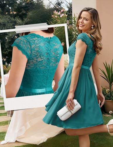Image of Wedtrend Women's Bridesmaid Dresses Short Prom Dress Ruffle Semi Formal Cocktail Dresses Floral Homecoming Dress