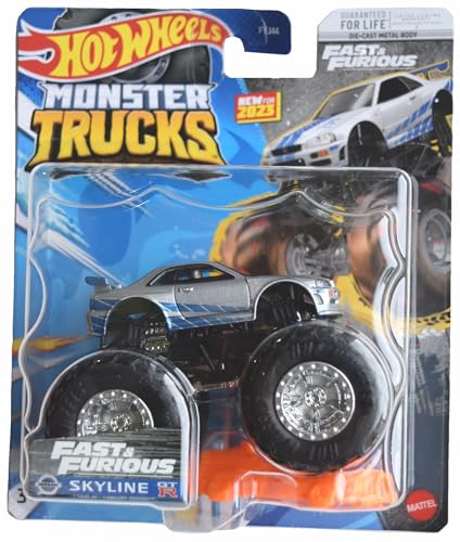 Hot Wheels Monster Trucks Fast & Furious Skyline GT R Comprend une voiture Connect et Crash
