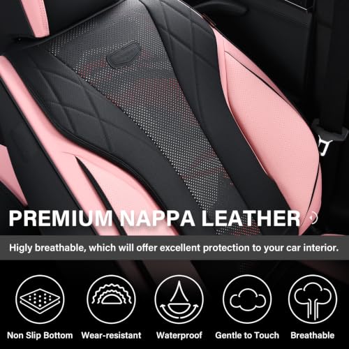 Image of Coverado Front Car Seat Covers, 2 Pack Seat Covers Front Seats, Waterproof Driver Seat Covers Universal Fit for Most Cars SUV Trucks (Front, Blackpink)